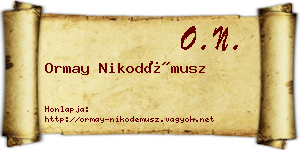 Ormay Nikodémusz névjegykártya